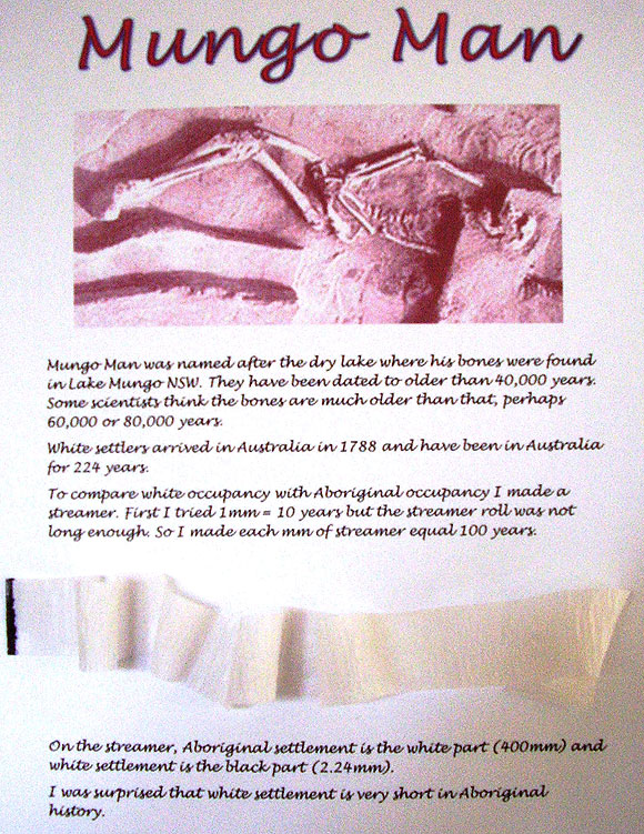 Student work; picture of human bones; text; length of paper streamer, predominantly white with a thin strip of black.